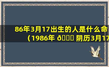 86年3月17出生的人是什么命（1986年 🐝 阴历3月17日阳历是多少是什么星座）